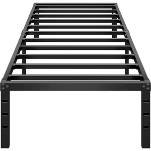 Twin Size Metal Platform Bed Frame – 12 Inch Tall, Heavy Duty Steel Slats, No Box Spring Needed, Easy Assembly, Black