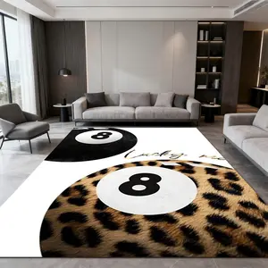 Billiard 8 ball, fashionable design. Suitable for use in living rooms, bedrooms, indoors and outdoors - Retro home decor mat | Vibrant colored flannel carpet, washable floor mat, Home Decor Rug