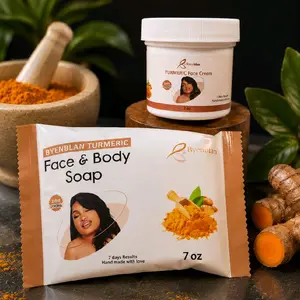 Byenblan Turmeric Skincare Duo – Face & Body Soap 7 oz, Face Cream 2 oz