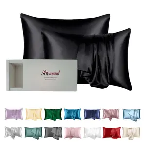 Organic Silk Pillowcase for Hair and Skin Made in USA, Natural Mulberry Silk Pillow Cases Black, 22 Momme, Oeko-TEX Certified, Anti Acne