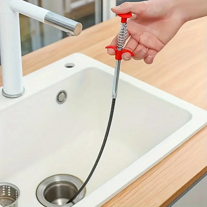 Drain Clog Remover Unclogging Tool, 56.49cm Hair Block Prevention Shower Drain Cleaner, Kitchen & Bathroom Bathtub Unblocker, Soft Metal & Plastic Pipe Cleaning Tool