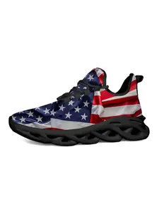 Men's American Flag Print Casual Sneakers, Patriotic Street Fashion, Lightweight Laced Low Top, Classic Versatile, Independence Day Essential