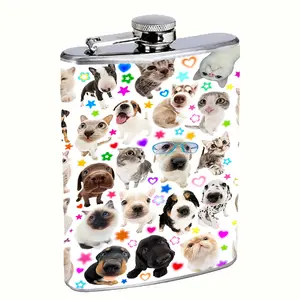 Cats and Dogs Hearts and Stars y2k Mix 8oz Stainless Steel Flask
