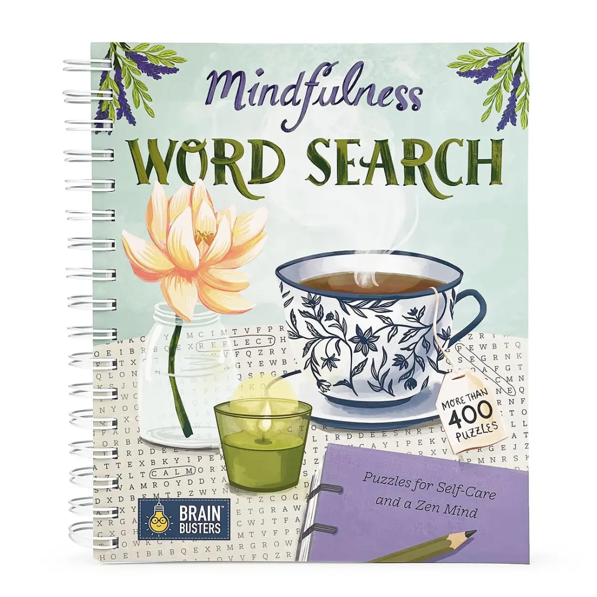 Mindfulness Word Search Puzzle Book for Adults – 400+ Relaxing Brain Games for Stress Relief, Self-Care & Focus (Spiral-Bound, Multi-Level Difficulty)