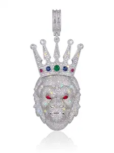 ⑧②Space ice Iced Out Gorilla King Pendant Necklace | Solid metal Base with Cubic Zirconia | 67mm*130mm 250g Heavyweight Hip Hop Jewelry for Men Women
