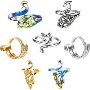 Crochet Ring, Adjustable Crochet Accessories Crochet Stuff Crochet Ring for Finger Yarn Guide Knitting Accessories Crochet Tension Rings for Crocheting,Crochet Tools for Mother Grandma Gifts- Multicolor 7 Pack