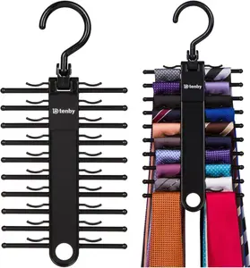 Black Tie Organizer 2-Pack - Hanger and Holder Set for Living Spaces - Budget-Friendly Solution