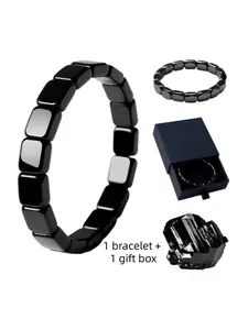 Hematite Bracelet for Men Natural Stone Beaded Bracelet Energy Balance Focus Strength Healing Bracelet for Him Gift Adjustable Bangle Adjustable Bracelets