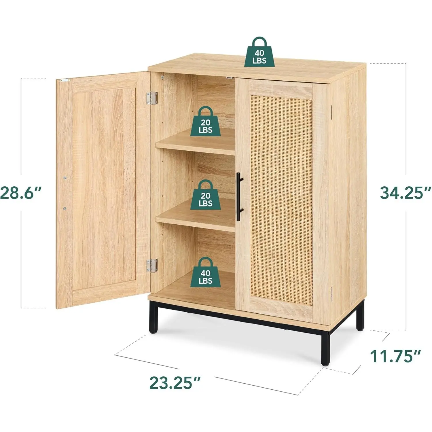 Best Choice Products 2-Door Natural Rattan 34 x 24in Multiuse Storage Cabinet for Bathroom, Living, Dining Room, Entryway w/Adjustable Shelves