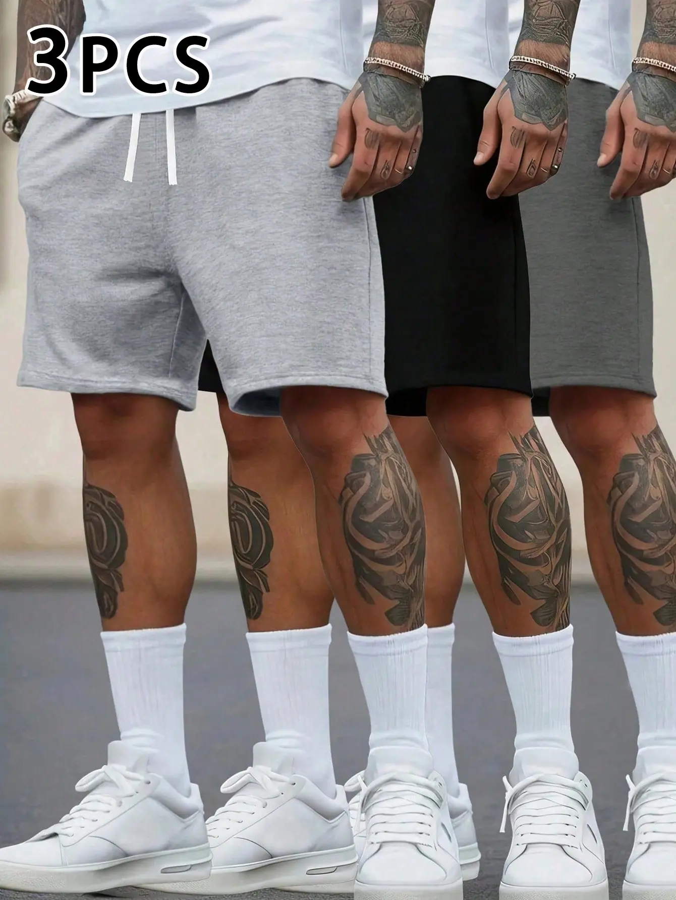 3PCS men's shorts, suitable for spring and summer wear.Solid color casual shorts, light and comfortable, withdrawstring belts for easy adjustment, suitable as couplegifts
