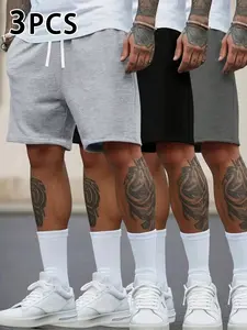 3PCS men's shorts, suitable for spring and summer wear.Solid color casual shorts, light and comfortable, withdrawstring belts for easy adjustment, suitable as couplegifts