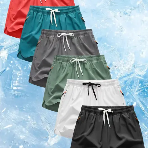 Men's 6-Pack Fitted Short Shorts - Casual Athletic Style, Adjustable Drawstring Waistband, Zippered Side Pockets, Breathable Quick-Drying Fabric, Ideal for Summer Outdoor & Indoor Use