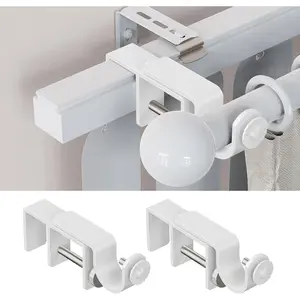 Over Blinds Curtain Rod Brackets – Fits Standard 1–2" Headrails – No Drill – White 2 Pack