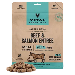 Freeze-Dried Beef & Salmon Entree & Mixer Dog Food Soft Nibs