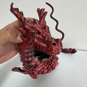 Giant Black and Red 3D Printed Dragon Statue 35.4 Inches Flexible Movable Joints for Car Home Desktop Office Perfect Gift for Festivals Figurine Ornaments