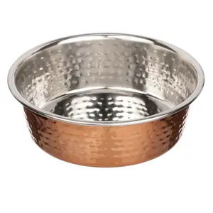 Neater Pets Hammered Copper Finish Pet Bowls for Dogs or Cats - 16-64 Oz Stainless Steel Interior No-Skid Design for Food & Water