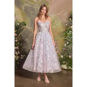 Andrea & Leo Couture A1485 Shimmer Floral Midi Dress