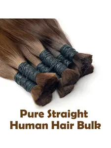 Hair Bulk Braiding 100% Human Hair Bulk 100g/pack Virgin Hair Bulk for Braiding Free DIY Top Grade Quality #1B Natural Black 16inch 20inch Raw Bulk Party costumes Double Drawn Human Remy #2