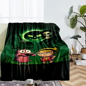 Courage The Cowardly Dog Flannel Blanket 3D Printed Pink Dog Soft Warm Throw For Sofa Bed Office Camping Travel 90s Cartoon Nostalgia Year Round Gift