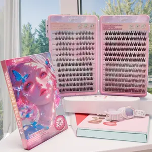 Self-Adhesive Lash Book: 4 Hybrid Styles for Volume - Natural to Glam False Eyelashes Kit,Glue-free false eyelashes, Reusable & Waterproof, Gift Packaging, Fluffy Lash Clusters, Lightweight Natural Eyelashes, DIY Eyelashes Kit