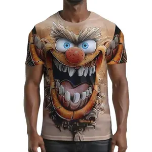 Men'S Summer 3D Digital Print T-Shirt - Vibrant Cartoon Creature Design, Casual & Comfortable Round Neck Short Sleeve, for Daily Wear & Sports, Ideal Gift for Him, Everyday Tshirt |     Playful Graphic Tee |     Stretchable Fabric