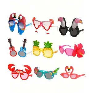1/3/9-Piece Hawaiian Party Sunglasses Set, Tropical Style Costume Props, Fun Summer Party Favors, Beach Theme Party Decorations