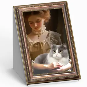 Oil Painting Cat Scratcher with Frame - 3D Art Design, Durable Corrugated Pad, Replaceable Scratch Board, Indoor Cat House, Decorative and Functional, Vintage Art Frame Design, Eco-friendly, Easy Setup Interactive Cat Scratching Post and Board