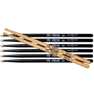 Vic Firth American Classic 5B Drum Stick Black 3pk + FREE Pair of 5B Terra