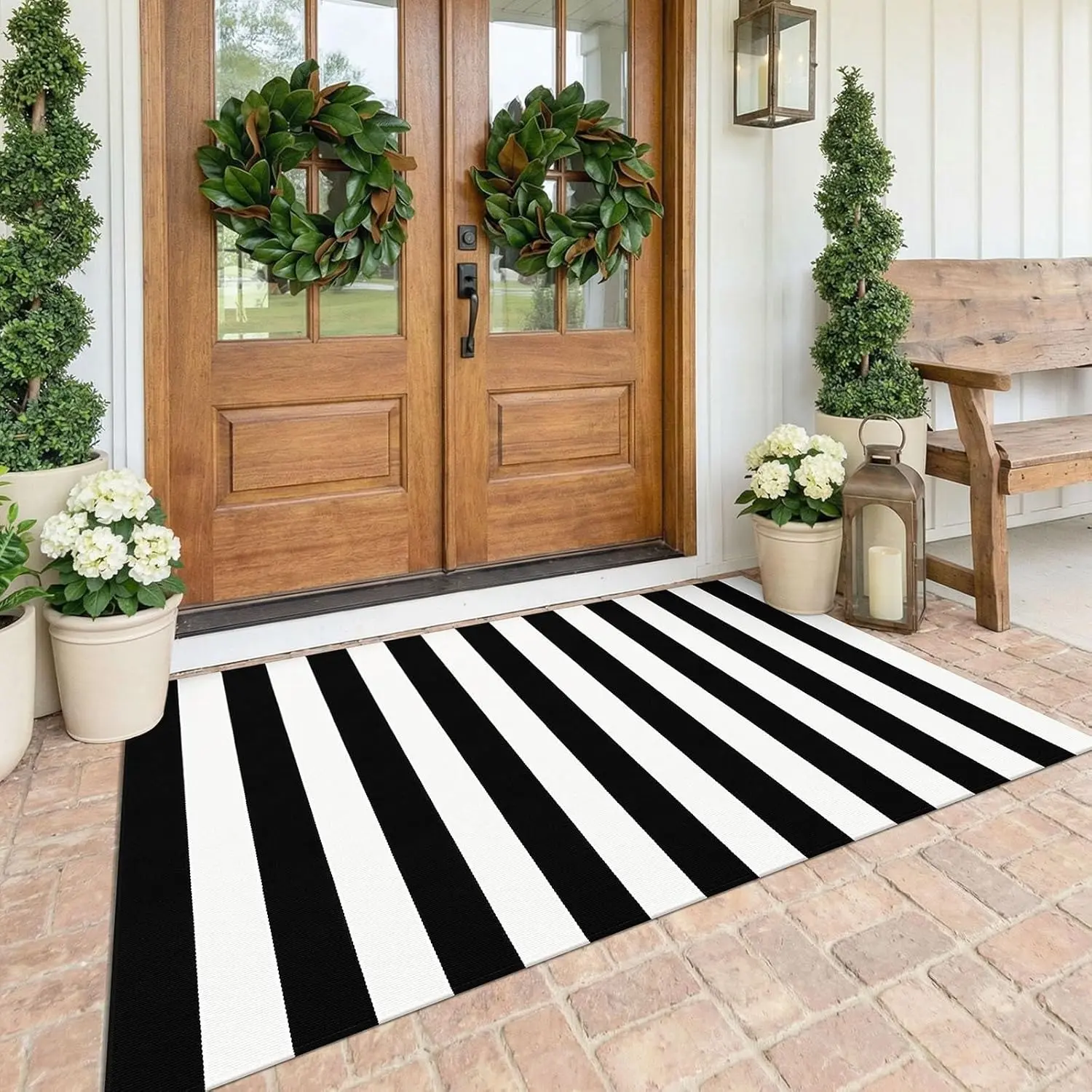 Vibrant Wave Pattern Door Mat, High Traffic Indoor Outdoor Rug, Home Decor Rugs, Perfect for Valentine's Day & Spring Home Decor, Classic Retro Style, Decorative Rug