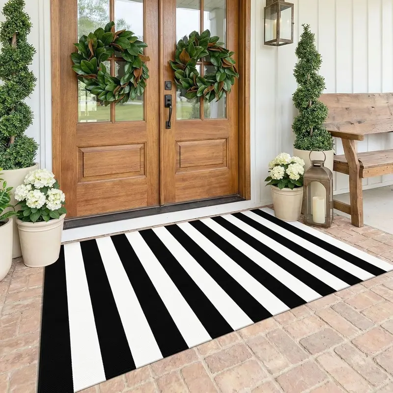 Vibrant Wave Pattern Door Mat, High Traffic Indoor Outdoor Rug, Perfect for Valentine's Day & Spring Home Decor, Classic Retro Style, Outside Door Mat