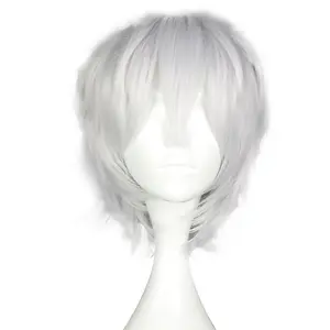 Unique Bargains Wigs for Women, 12" Curly Wig with Wig Cap Light Gray