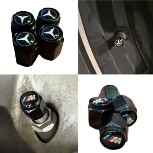 LOUEI Universal Car Tire Valve Stem Caps Metal Protective Dust Cover for BMW Mercedes SUV Truck Rugged Weather Resistant
