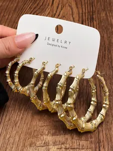 Exaggerated Personalized Women's Earrings Creative Vintage Geometric Hoop Set, 3 Pairs, Fashion Jewelry for Ladies