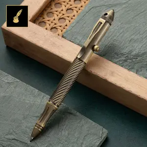 The Foundry Brass Pen - Luxury Antique Brass Ballpoint with Textured Grip for Business Gifts