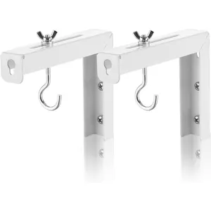 Universal Projector Screen Wall Mount L-Brackets Wall Hanging Mount 6 inch Adjustable Extension Mounting Hooks for Projection Screen up to 66 lbs, 30 kg Capacity Each, PRL001, White (1 Pair)