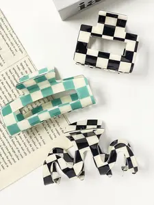 Checkerboard Pattern Hair Claws, Casual and Versatile Hair Accessories for Women, Minimalist Headwear Suitable for Thick Hair, Hair Clip Set