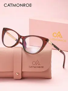 CATMONROE Cat Eye Blue Light Blocking Glasses For Women Tortoise & Black Frame Lightweight, Anti Eye Strain Ideal For Computer & Office Use