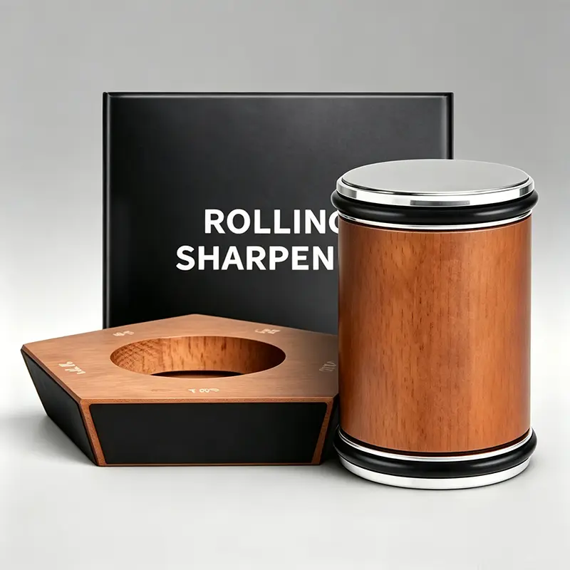 2026 Rolling Knife Sharpener Set, Magnetic Rolling Knife Sharpener, Wooden Handle Sharpening Stone, Diamond Ceramic Knife Sharpening Set  for honing knives sharpening Kitchen Gadgets Steel Kitchenware Angle