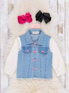 Girl's Sparkle Sleeve Denim Jacket