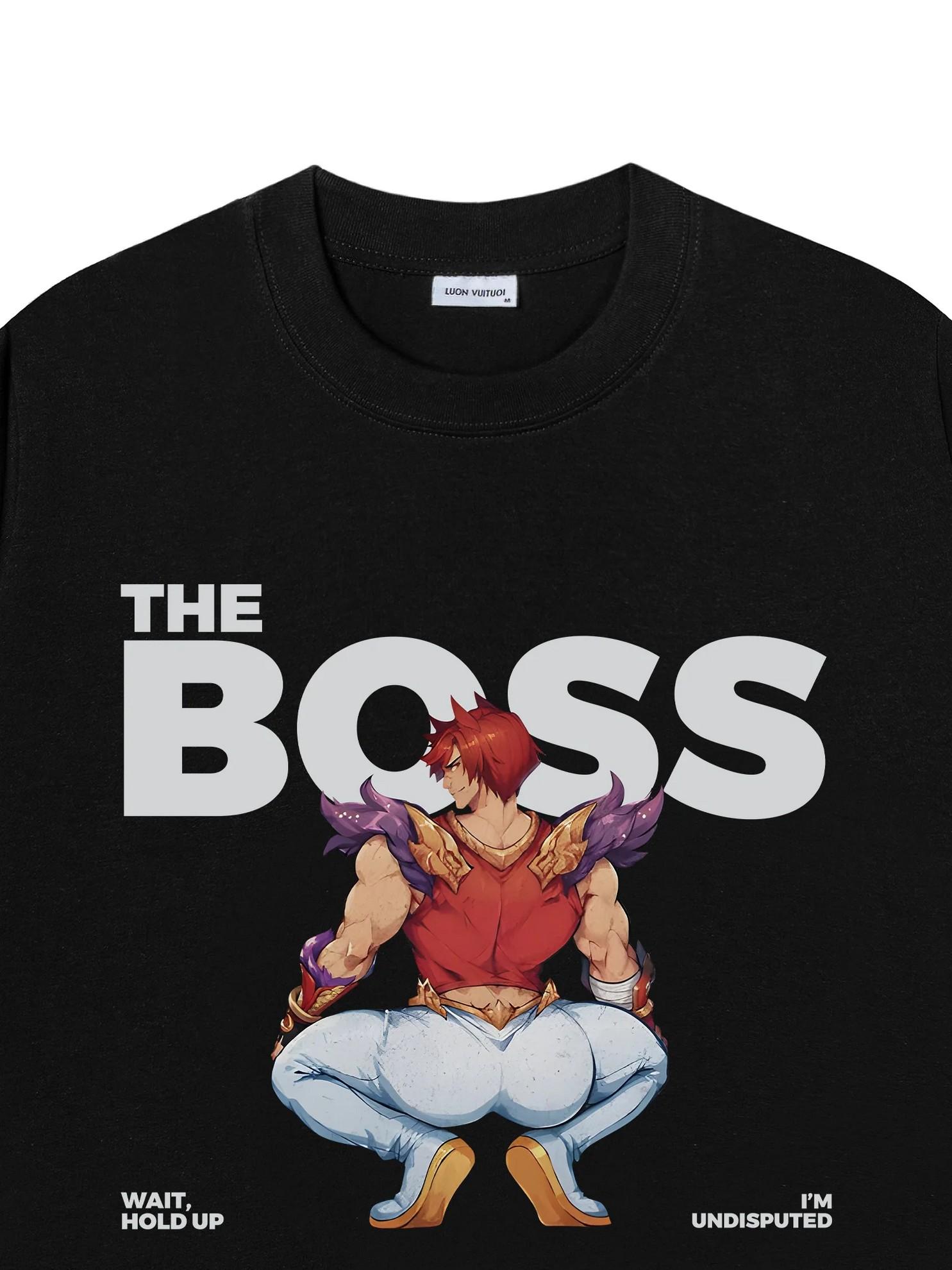 Slay Boss T-Shirt Funny Anime Meme Graphic Tee Hip Hop Streetwear Unisex Cotton