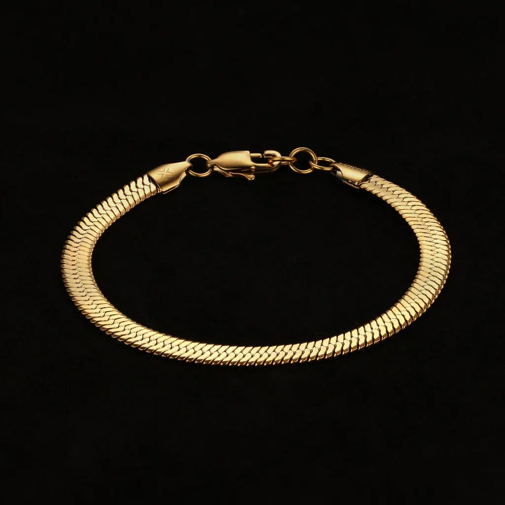 Herringbone Bracelet - Gold (5mm)