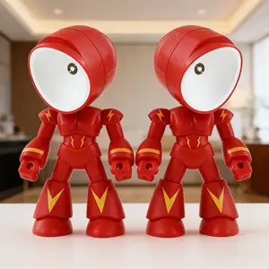 2Pcs Mini Robot LED Night Light Portable Astronaut Desk Lamp with 360° Rotating Head Creative Robot Statue Table Ornament, Cool Desktop Decor for Gaming Room & Bedroom, Small Nightstand Lamp, Unique Gift for Kids, Teens, and Tech Lovers