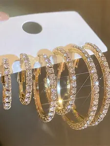 Elegant Rhinestone Earrings for Women, Sparkling Jewelry Accessory for Special Occasions, Perfect Gift for Her, Fashionable Hoop Earrings, Hoop Earring Sets, Rhinestone Decorated Bling