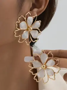 Bohemian Style Fashion Elegant Creative Sunflower Hollow Out Earrings, Perfect for Beach Vacation Daily Wear, Pair of Stylish Ear Studs