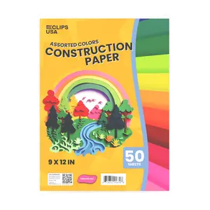 Construction Paper - 9 X 12 Inches, Assorted Colors, 50 Sheets