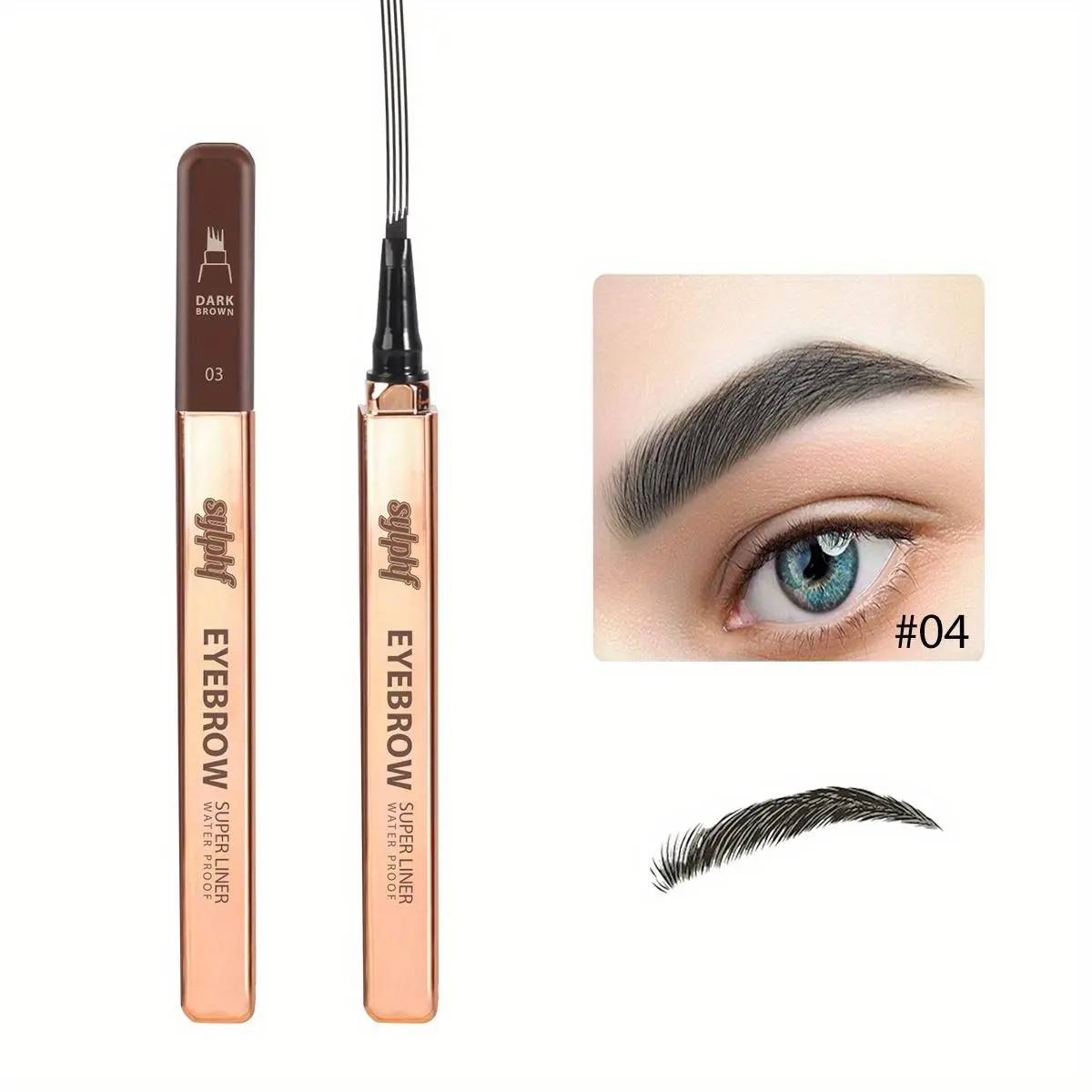 4 Fork Eyebrow Pencil, 1 Count Long Lasting Liquid Eyebrow Pencil, Waterproof Eyebrow Pencil, Eye Brow Makeup Tool for Women, Cosmetic