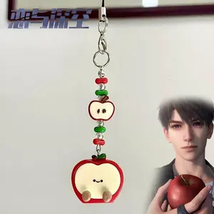 Game Love and Deepspace Caleb Cosplay Keychain Apple Beads Bag Pendant Phone Chain Keyring Jewelry Accessories Gift