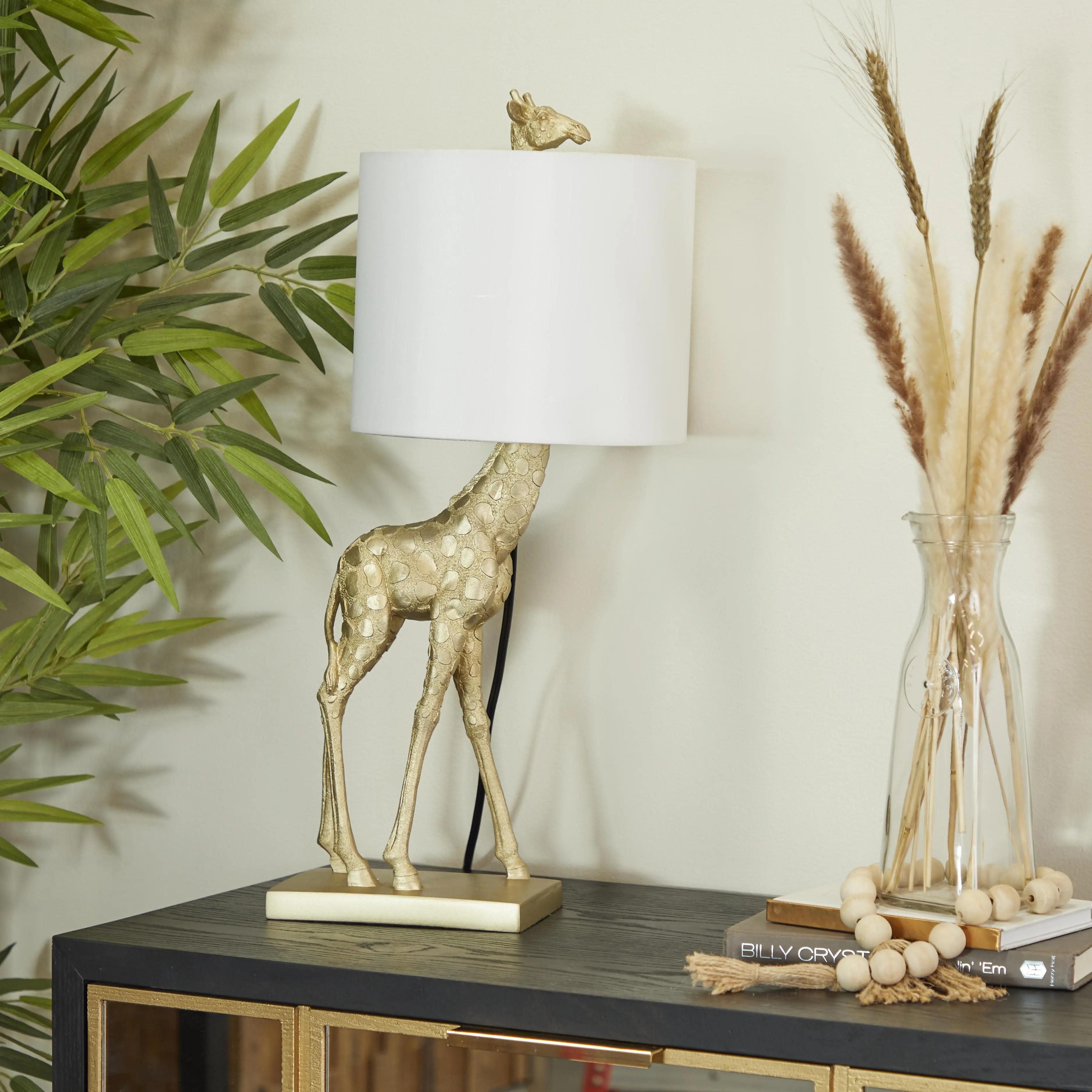 Polyresin Giraffe Room Table Lamp, 11" x 10" x 23"