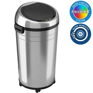 23 Gallon Large Sensor Kitchen Trash Can with Wheels Stainless Steel Bin