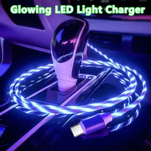 Car Electronics Glowing LED Light Charger s Phone Fast Charging Micro USB Type C Charger For Samsung Xiaomi 13 iPhone 14 Charge Wire Cord scents  from  above  shop difusor  de  aire  paracoche Seat Backrest Head Hooks full protection faraday bag cargo cup